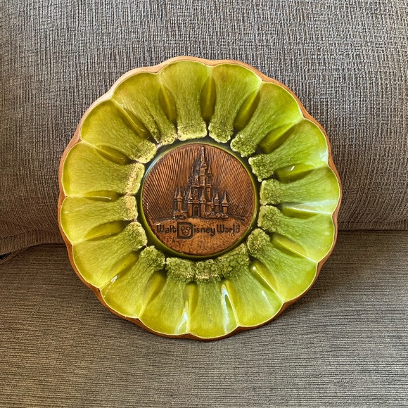 Vintage Walt Disney Lime Glaze Mid Century Serving Dish California Pottery